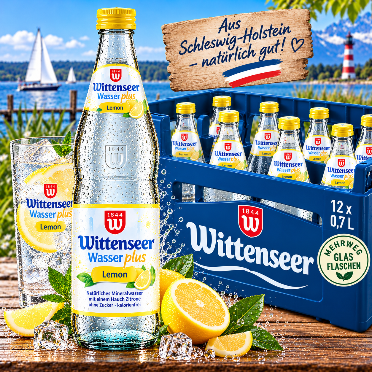 Wittenseer Wasser plus Lemon (12/0,7 Ltr. Glas MEHRWEG)