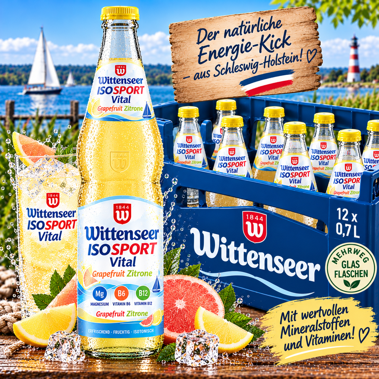 Wittenseer ISOSPORT Vital Grapefruit Zitrone (12/0,7 Ltr. Glas MEHRWEG)