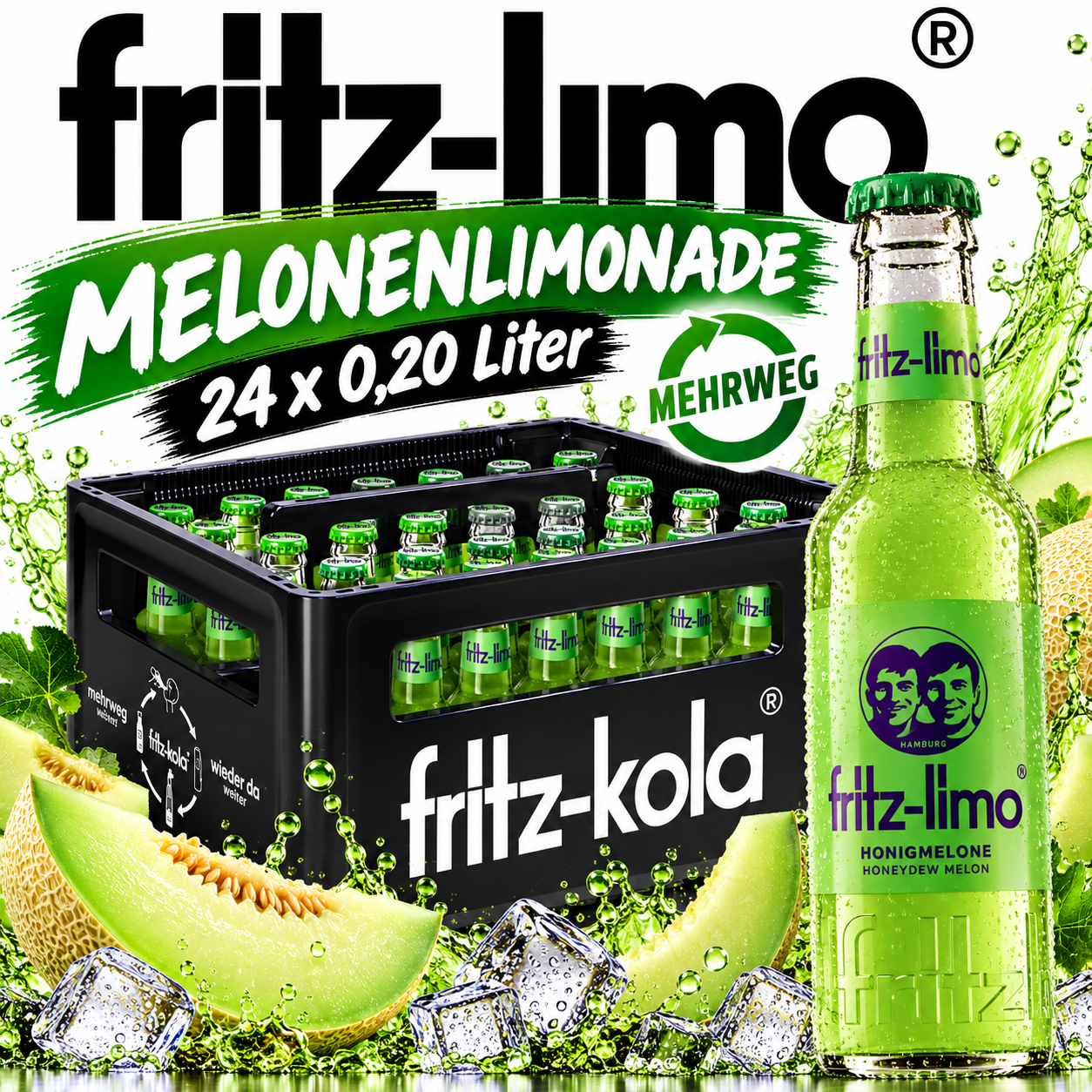 fritz -limo Melonenlimonade (24/0,2 Ltr. Glas MEHRWEG)