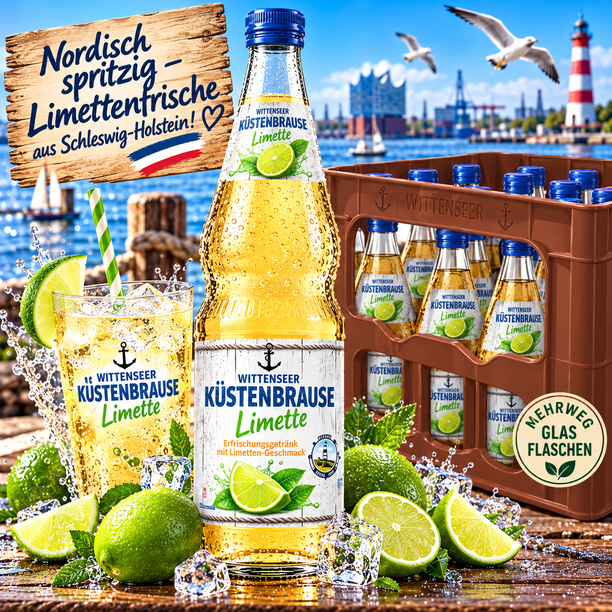 Wittenseer Küstenbrause-Limette (12/0,7 Ltr. Glas MEHRWEG)