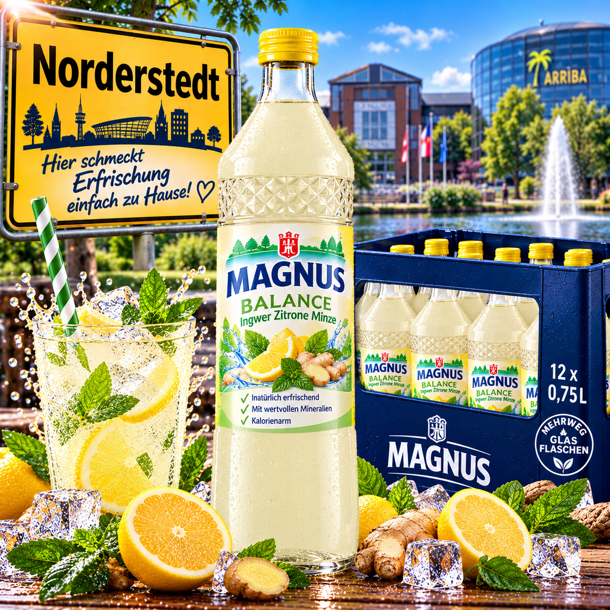 Magnus Balance Ingwer Zitrone Minze (12/0,75 Ltr. Glas MEHRWEG)