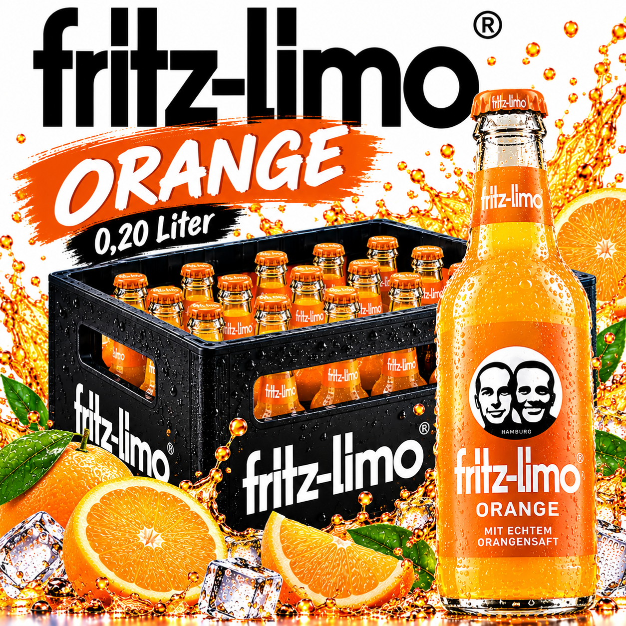 fritz -limo Orangenlimonade (24/0,2 Ltr. Glas MEHRWEG)